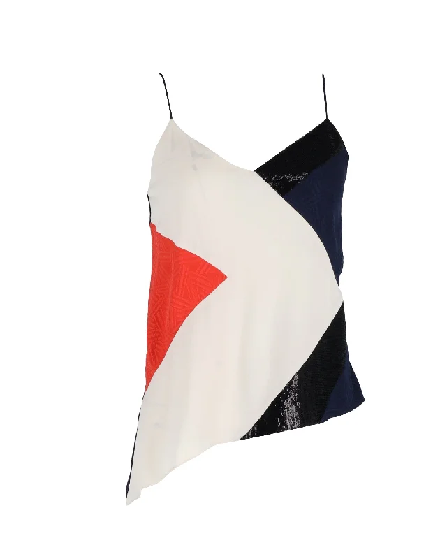 Diane Von Furstenberg Colorblock Sequined Tank Top in Multicolor Silk Everyday Glamour