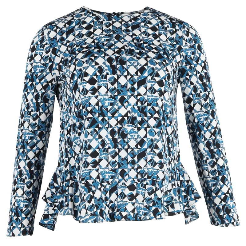 Diane von Furstenberg Galia Swing Blouse in Blue Silk Summer Essentials