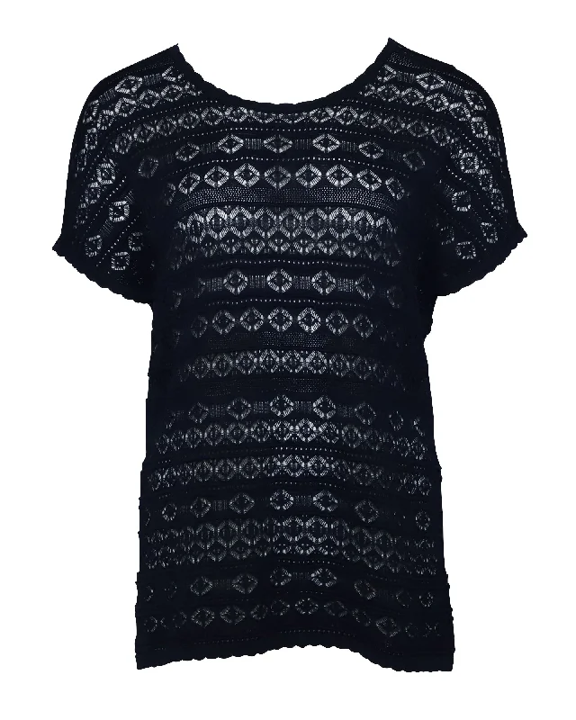 Diane von Furstenberg Knitted Top in Navy Blue Viscose Summer Fashion