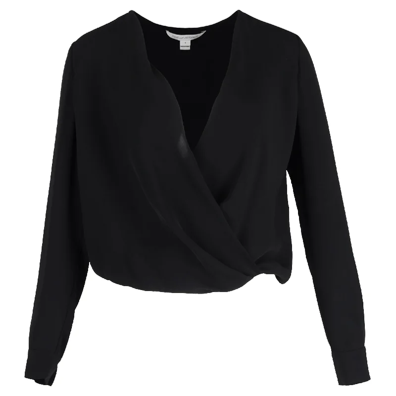 Diane Von Furstenberg Surpliced Top in Black Polyester Spring Fling Sale