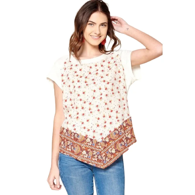 Ditsy Floral Border Printed Loose-fit Tee Special Offers