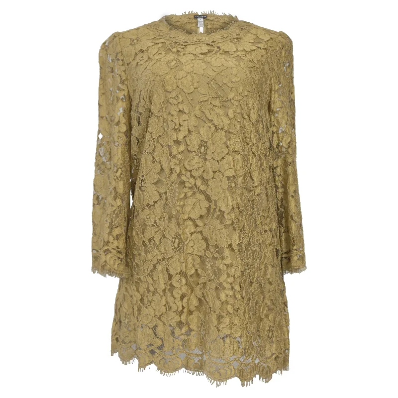 Dolce & Gabbana Corded Lace Tunic in Yellow Cotton Hot Trends