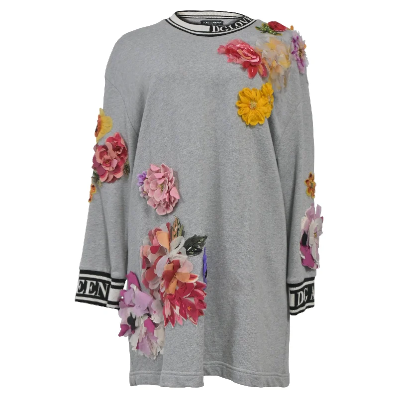 Dolce & Gabbana Embellished French-Terry Top In Gray Cotton Everyday Wear