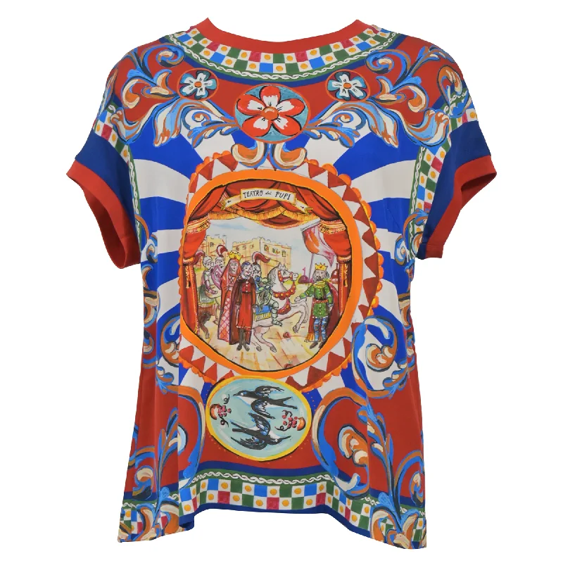 Dolce & Gabbana Printed T-Shirt in Multicolor Silk Exclusive Deals Online