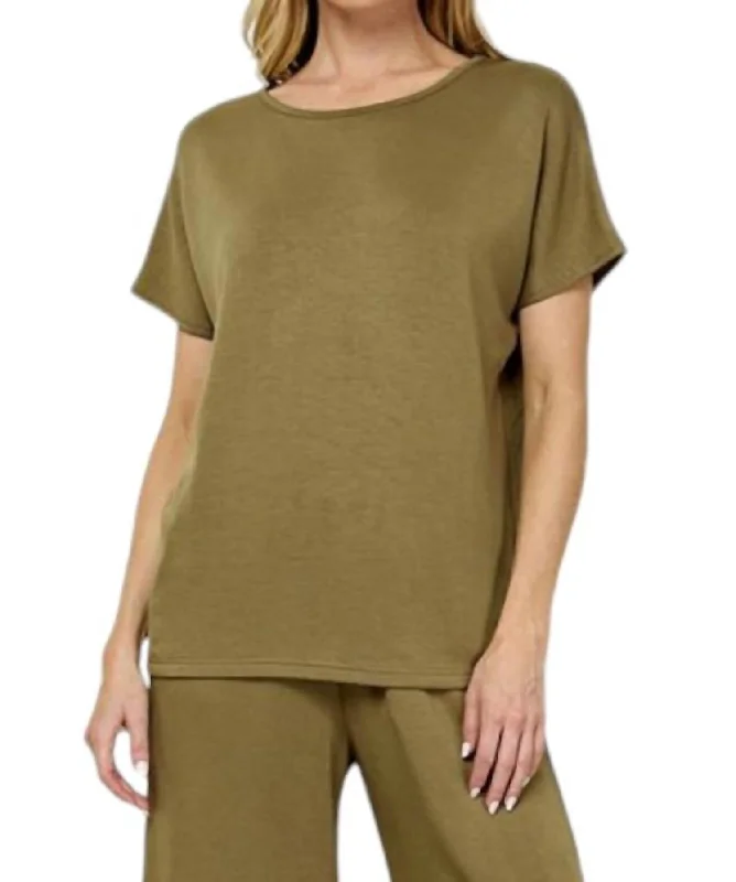 Dolman Soft Lounge Top In Olive Huge Markdowns