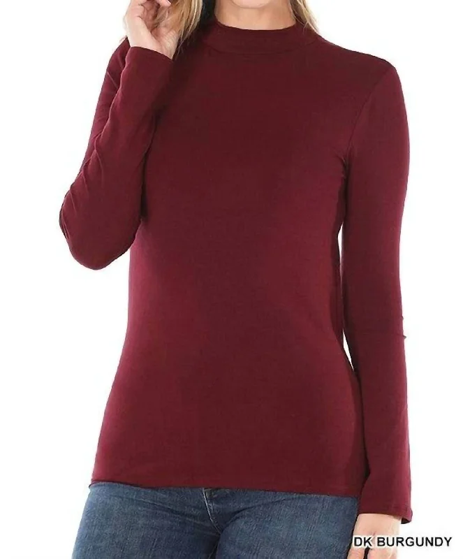 Donna Mock Neck Slim Fit Top In Dark Burgundy The Latest Fashion Trends