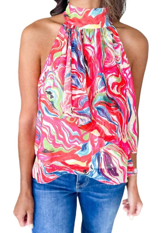 Doodle Tank Top In Pink Multi Step Ahead, Lead The Trend