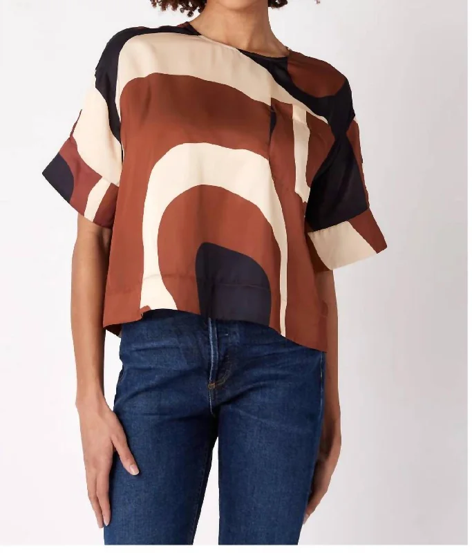 Doris Tee In Multi A- Brown, Black & White Sophisticated Cut