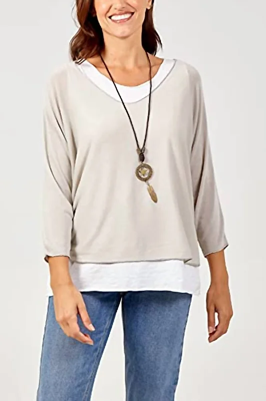 Double Layer Summer Top With Necklace In Beige Celebrate With Big Savings