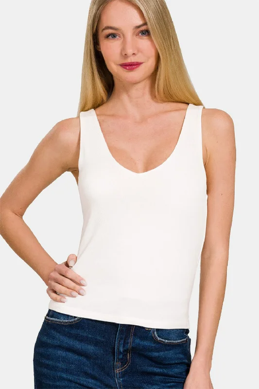 Double Layer V Neck Tank Eco Friendly Fashion Sale