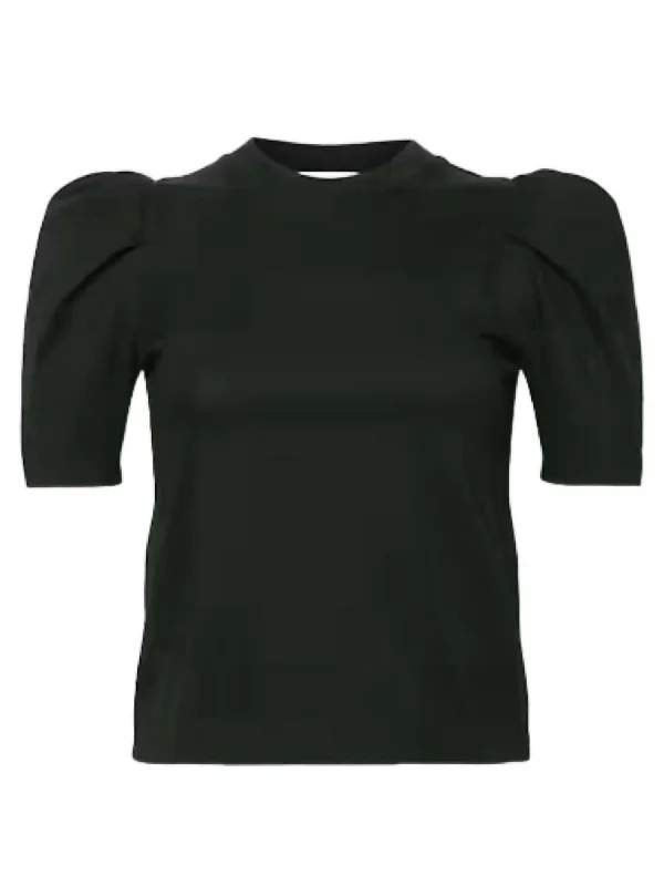 Draped Femme Tee Top In Black Trendy Threads