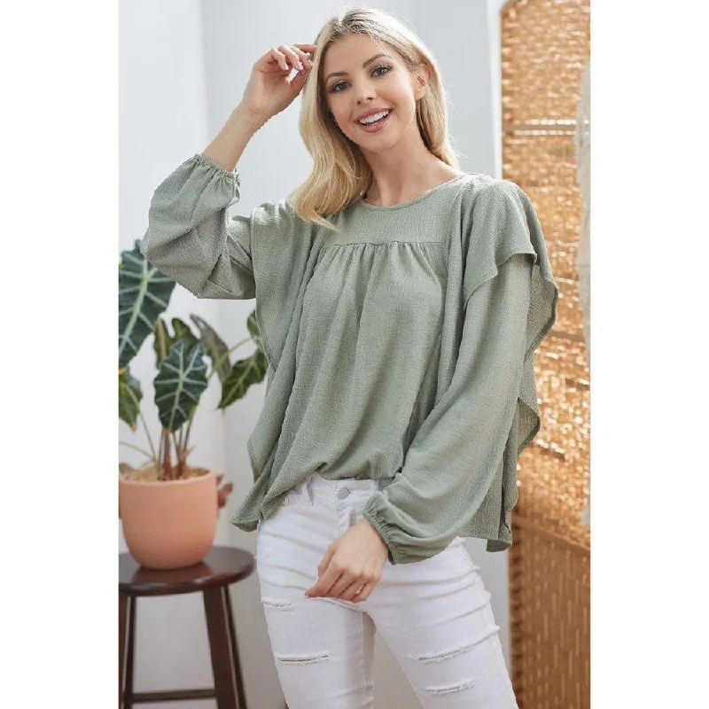 Draped Ruffle Longsleeve Top Special Offer