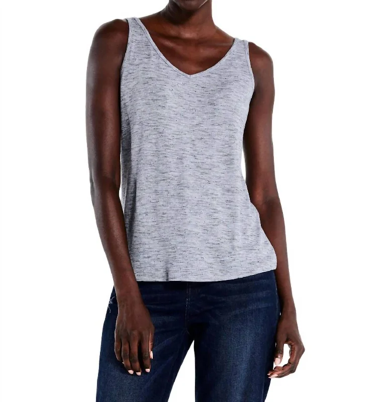 Drapey Rib Tank Top In Moonwalk Feminine Grace