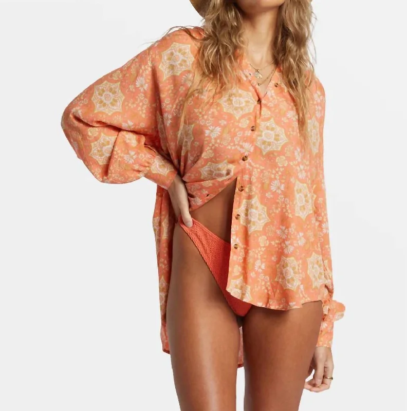 Dream Space Blouse Long Sleeve Shirt In Sweet Papaya Chic Style