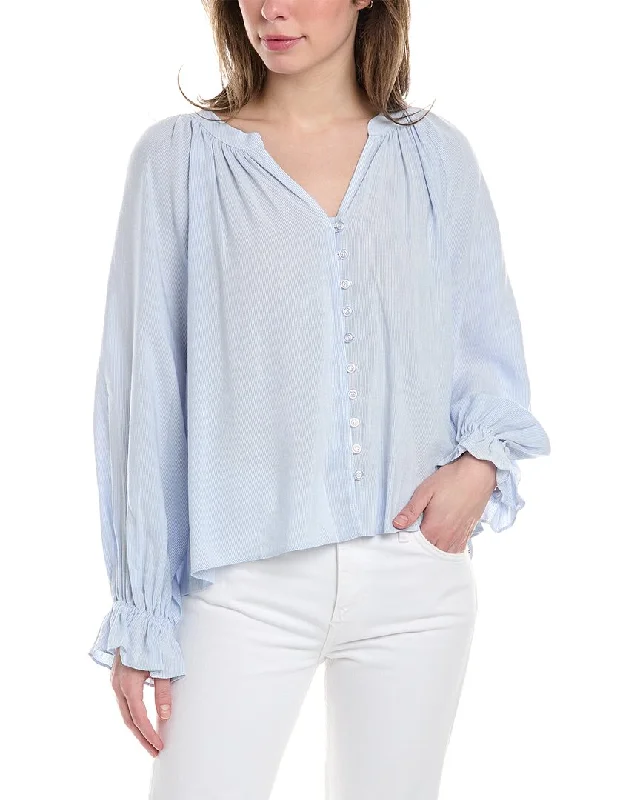 DREW Asher Linen-Blend Blouse Exclusive Discount