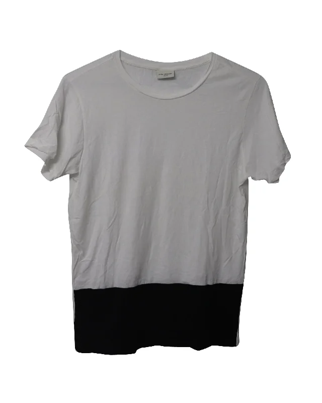 Dries Van Noten Color Block T-Shirt in Black and White Cotton Relaxed Style