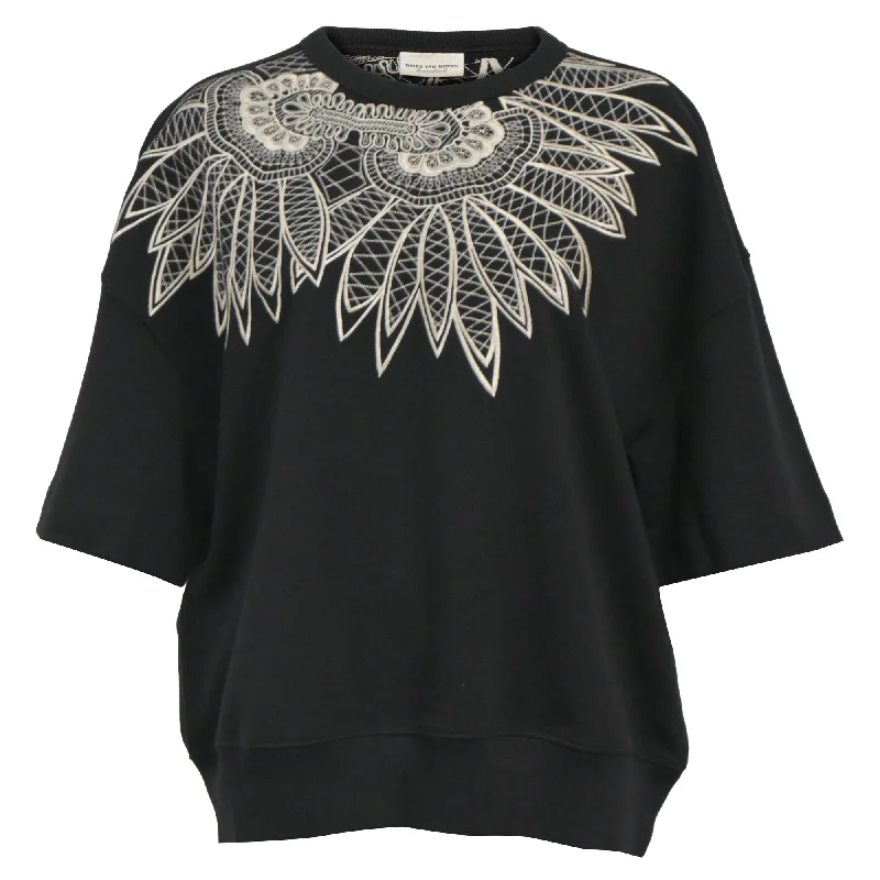 Dries Van Noten Heloovi Short-Sleeve Sweatshirt in Black Cotton Seasonal Trends