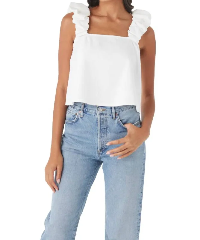 Dudley Tank Top In White Denim High End Women's Wear