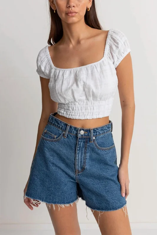 Dylan Cap Sleeve Top In White Day To Night Styles