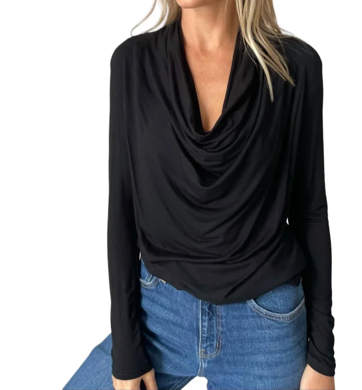 Dylan Drape Neck Top In Black Season Sale