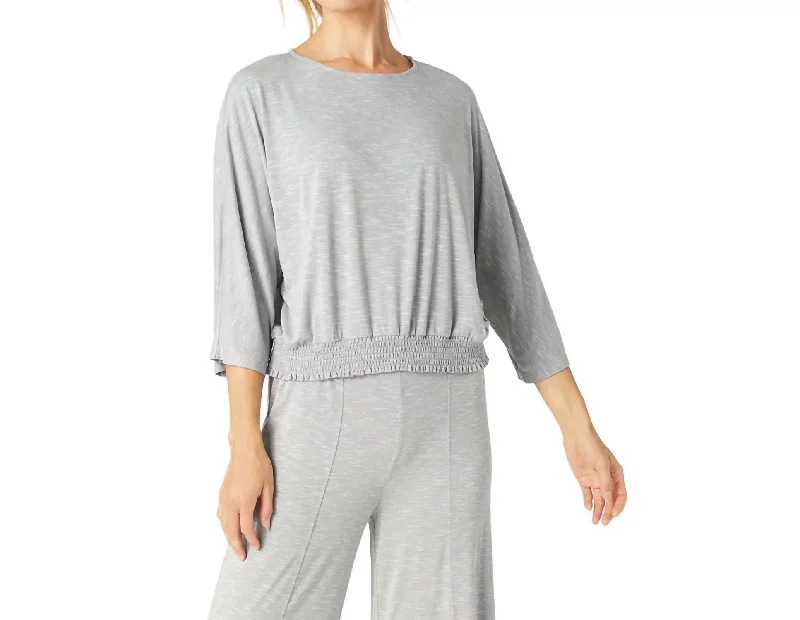 Easy Days Scrunch Top In Grey Luxe Women's Apparel