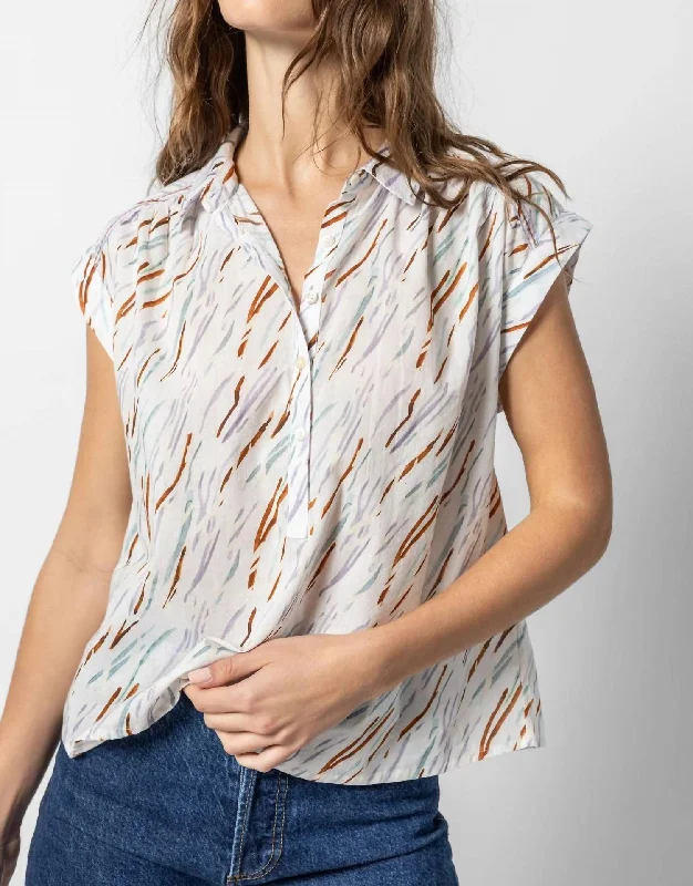 Easy Yoke Blouse In Multi Modern Glamour