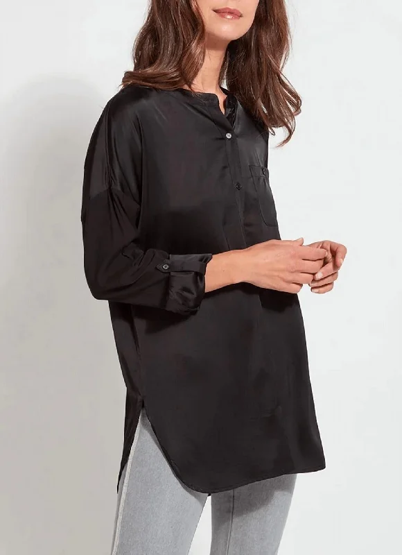 Eco Satin Shirt In Black New Season Fashion Preview