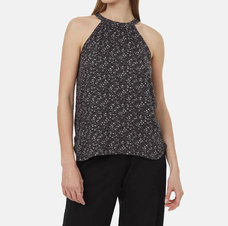 Ecowoven Crepe Cypress Tank In Graphite Flourish Floral Forward Trendsetter