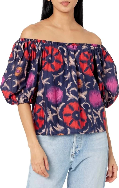 Edlin Printed Silk Cotton Voile Top In Twilight Style Versatile Women's Collection