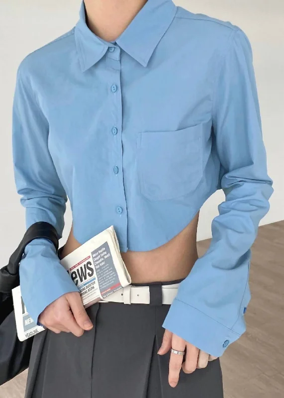 Eiko Cropped Shirt In Blue Stylish Savings