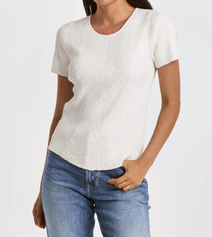 Elandra Crew Neck Short Sleeve Top In Ivory Exclusive Designer Collection