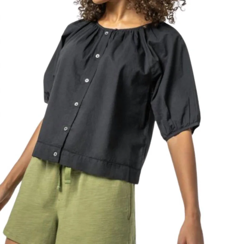 Elbow Sleeve Buttondown Top In Black Fashionista Favorites