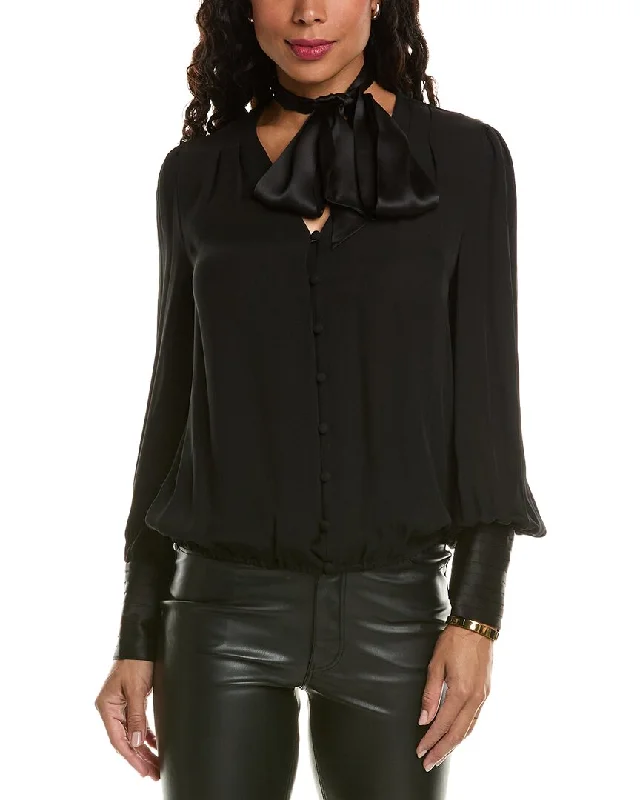 Elie Tahari Blouson Silk Tie Shirt Feminine Flow