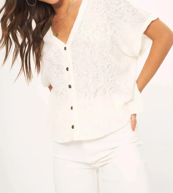 Eliza Reversible Button Down Tee In Oat Chic Styles