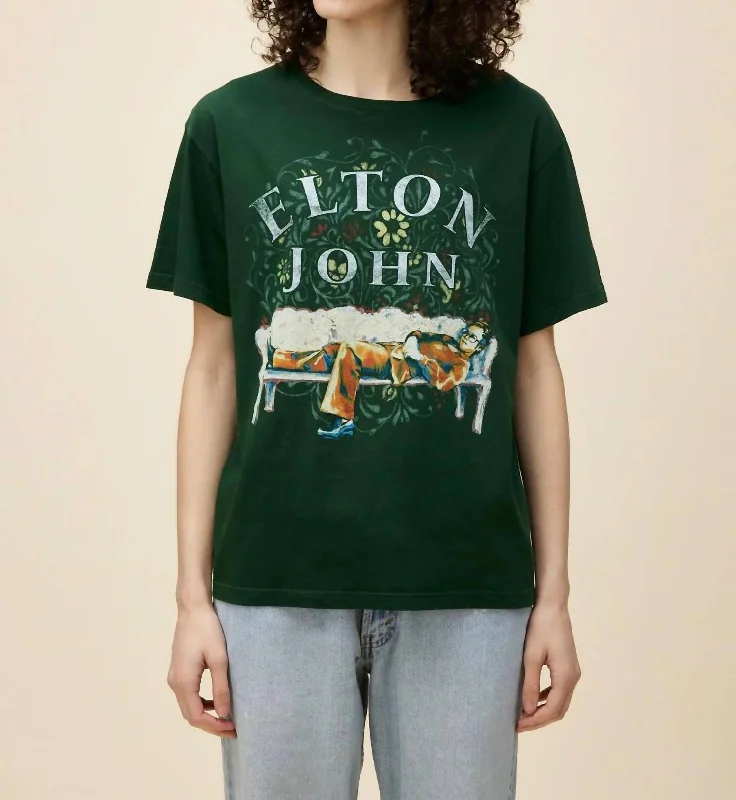 Elton John Floral Boyfriend Tee In Vintage Green Chic Trends For The Fashion Savvy