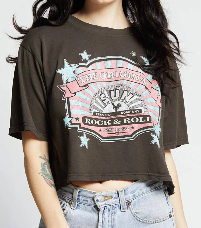 Elvis X Sun Records Crop Tee In Vintage Black Contemporary Chic