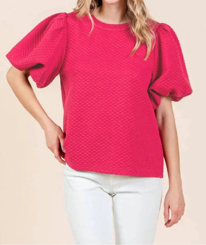 Embossing Texture Top In Berry Vintage Style Clothing Sale