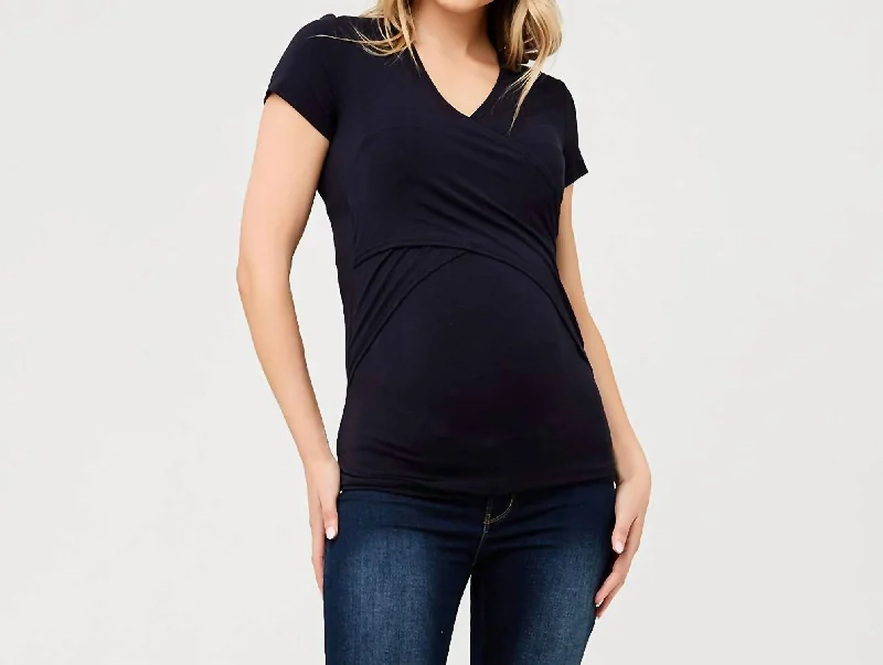 Embrace Short Sleeve Cross-Over Tee In Black Flash Deals