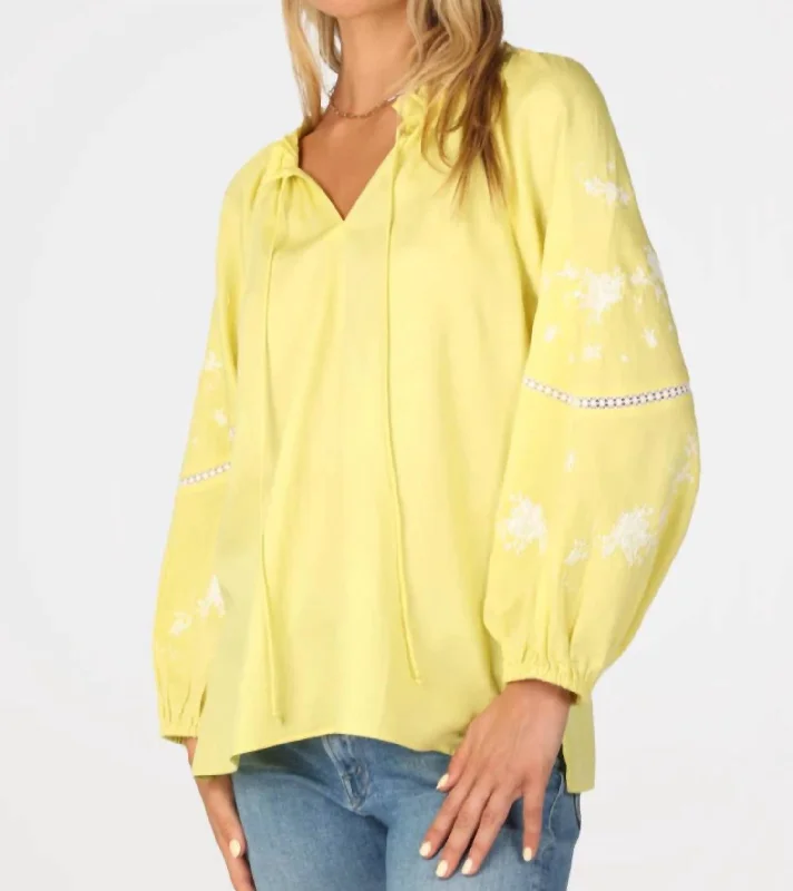 Embroidered Blouse In Lemon Unbeatable Prices