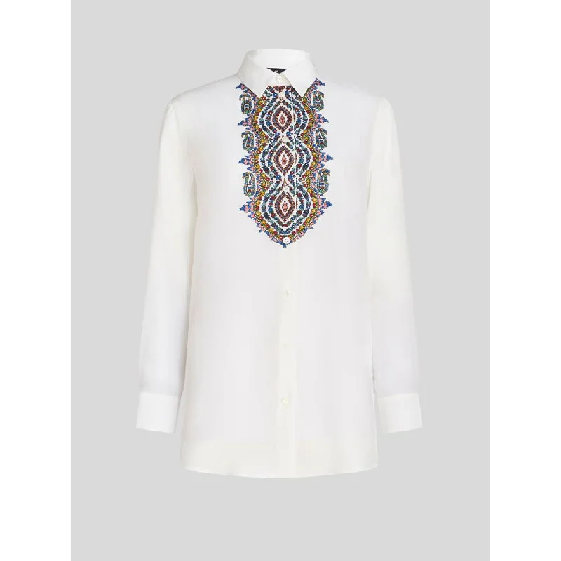 EMBROIDERED CRÊPE DE CHINE SHIRT Essentials On Sale