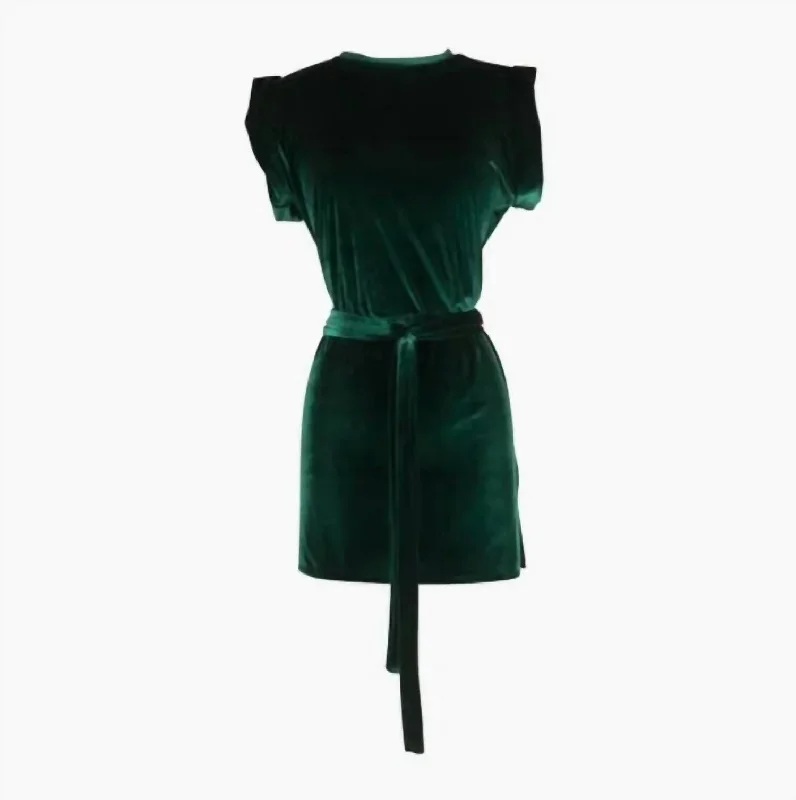 Emerald Velvet Tunic With Belt In Green Rustic Countryside Charm Look