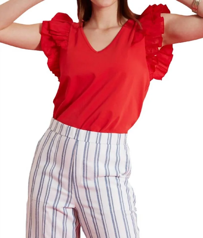 Emerson Ruffle Top In Firecracker Stylish Looks