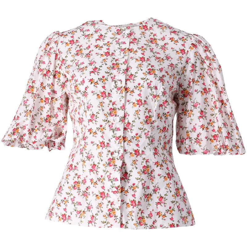 Emilia Wickstead Floral Blouse in Multicolor Cotton Explore What's New