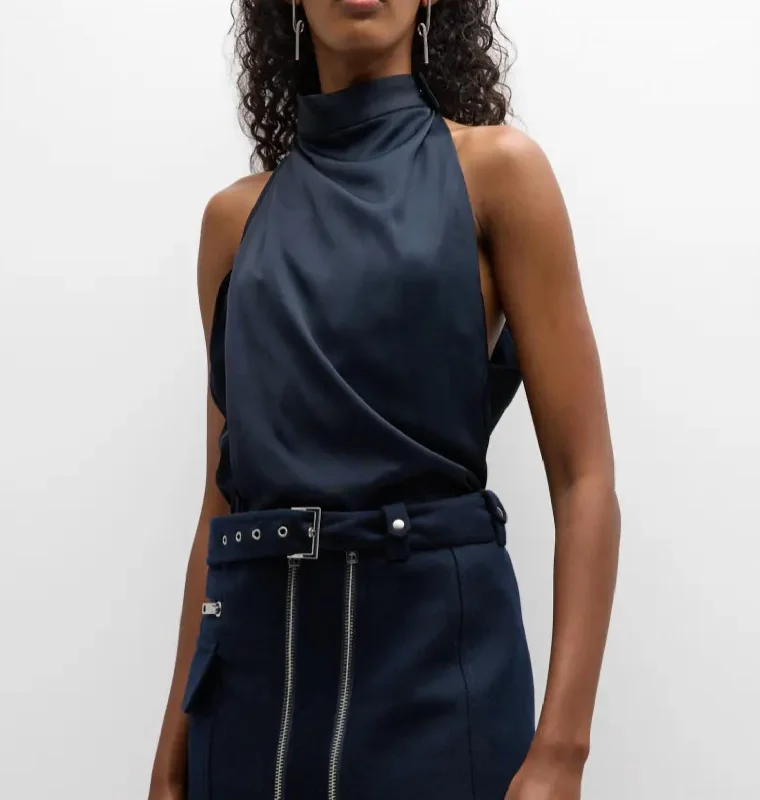 Erin Draped Top In Navy Latest Fashion