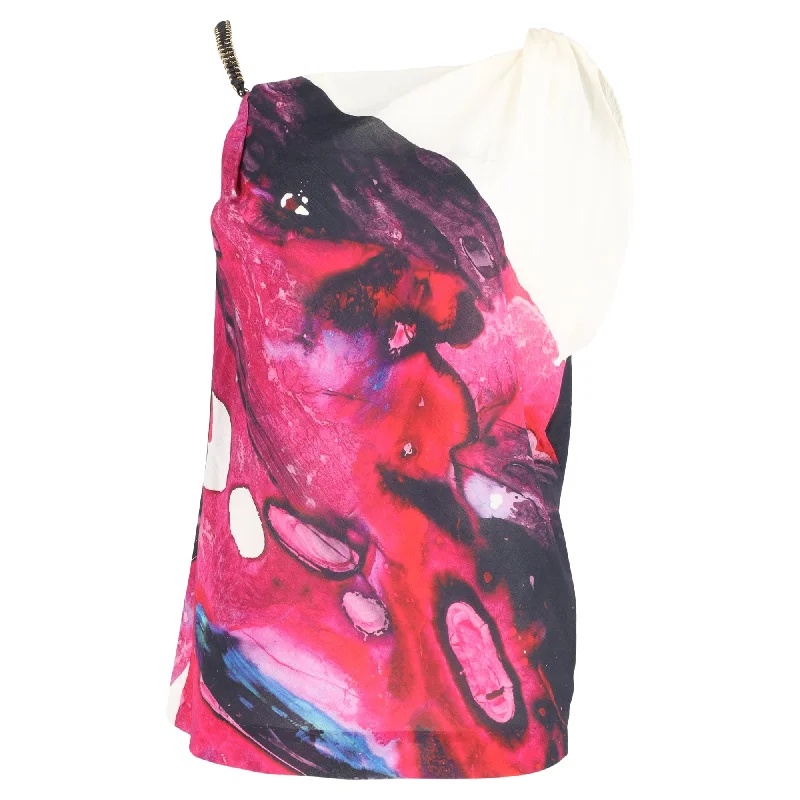 Escada Printed Chain Detail Stap Top in Multicolor Silk Absurdly Cheap Sale