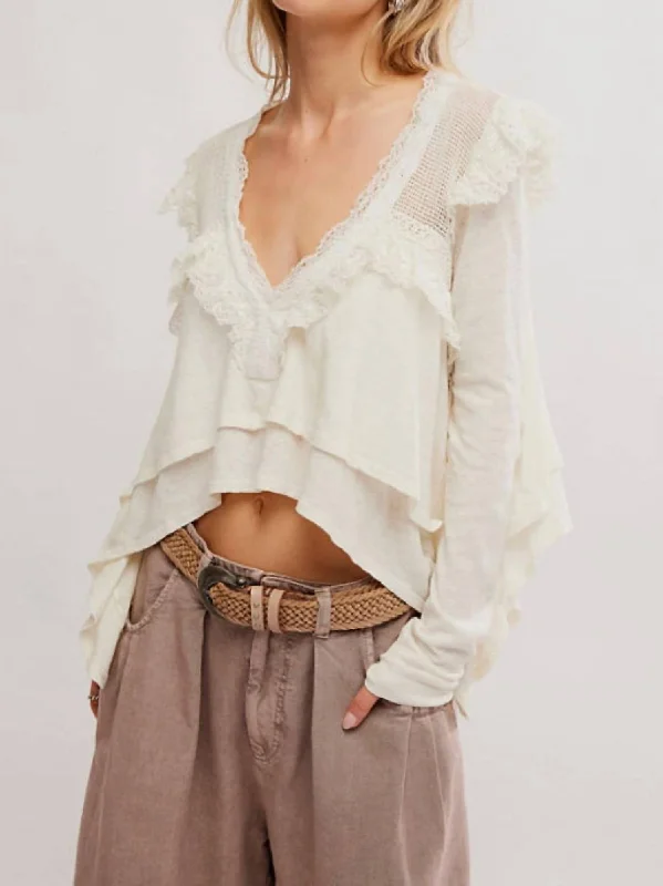 Eva Cropped Top In Tea Vintage Charm