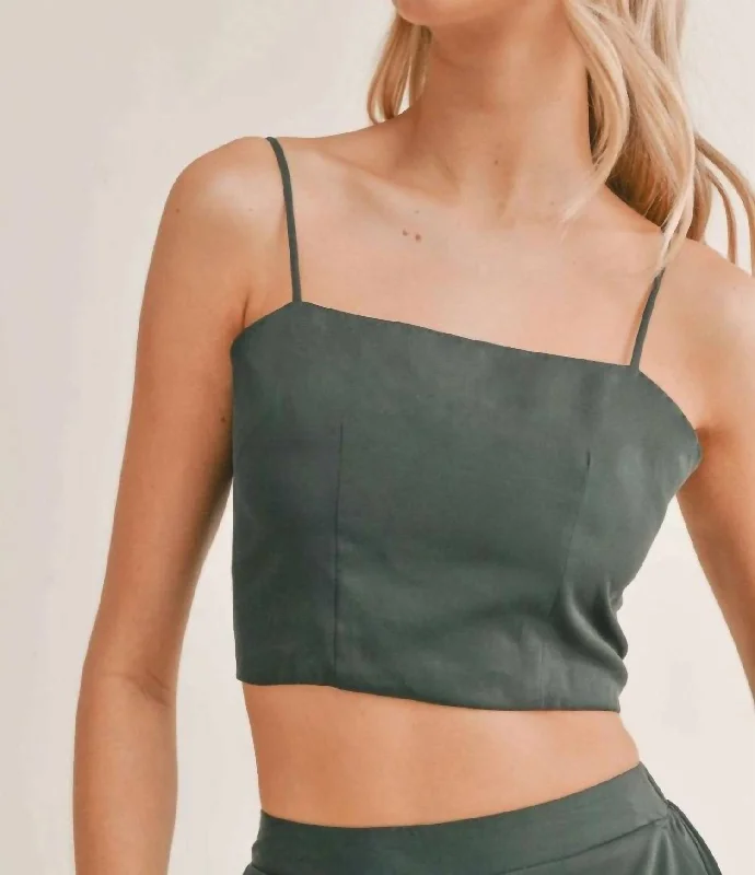 Evergreen Crop Tank Top In Dark Green Flash Sale Now