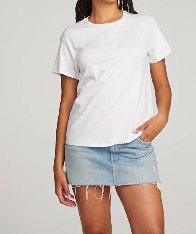 Everyday Essential Crew Neck Tee In White Trendy Women's Wear Collection