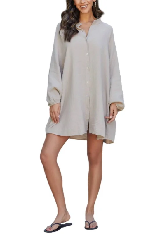 "eye" See You Cotton Gauze Oversized Shirt In Beige Trendy Fashion Sale