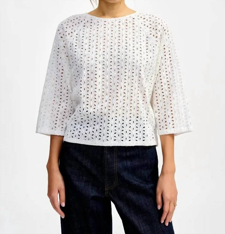 Eyelet Divine Blouse In White Unleash Your Style